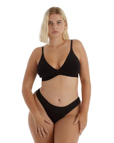 Organic Basics Women's Core Thong Cotton Underwear, Black, Medium