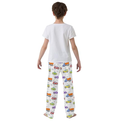 ZZXXB Cars Watercolor Boys Long Pants Soft Trousers Elastic Waist Kids Lounge Bottoms with Pockets S-XL3