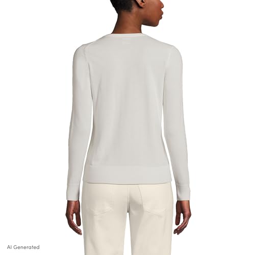 Image of Lands' End Women's Fine Gauge Cotton Cardigan Sweater