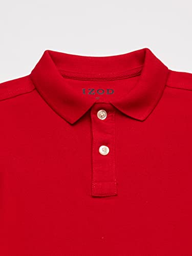 IZOD Boys' School Uniform Short Sleeve Pique Polo, Red, 10-12 Husky