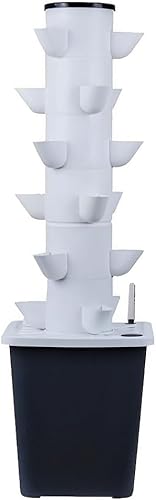 Ziuuihu 水耕タワーガーデン水耕栽培システム、垂直ガーデンプランター水耕タワー、水和ポンプ、アダプター、ネットポット、タイマー付き、ハーブ、果物、野菜用、ガーデニング愛好家向け (30holes)