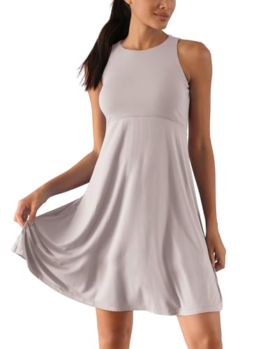 ODODOS Casual Flare Tank Dress for Women Summer Sleeveless Sundress Mini Skater Dress