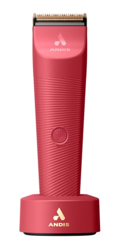 Andis 79125 Vida 5-in-1 Cordless Adjustable Blade Pet Hair Clipper 11-Piece Kit Non-Slip Design Slim Profile Versitile Fit Grooming Raspberry