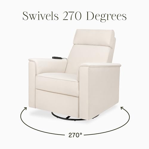 Image of Namesake Willa Deluxe Power Recliner Glider, Performance Cream Eco-Weave | GREENGUARD Certified Recliner w / 270 Swivel - Built-in USB Charging Port w / Heat & Massage - Water & Stain Resistant Fabric