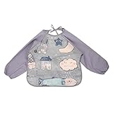 Milisten 1 Stück Wasserdichte Malkleidung Schürzen Entwöhnung Wasserdichte Kinderschürze Ärmel hoch gesamt malen Schürze Gemälde Schürze malen Smock Stoff Grey