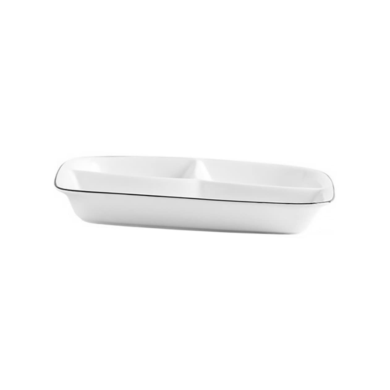 Cabilock 1pc Premium Ceramic Divided Breakfast Plate Creative Three-compartment Design for Easy Serving for Home Use and Meals Smooth High-temperature Resistant White