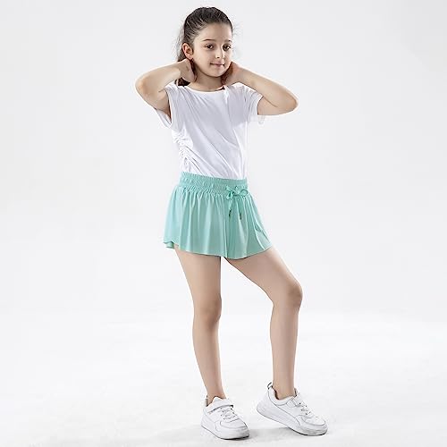 2-in-1 Butterfly Shorts Girls Flowy Shorts, Kids Girls Athletic Shorts with Spandex Liner and Side Pocket for Fitness2