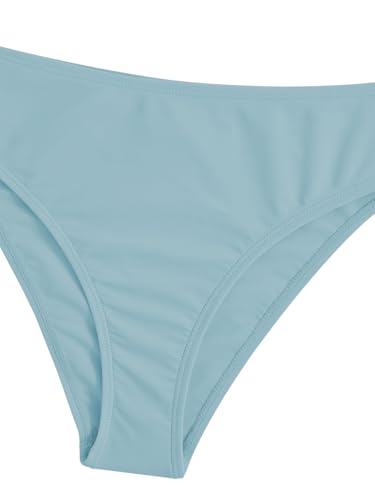 OYOANGLE Girl's 2 Piece Solid Bikini Set Sport Swimsuit Ruched Tie Front Bathing Suit Swimwear4