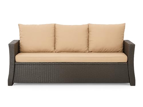 Setgarden® Cojín para banco de jardín de polirratán, para exteriores, acolchado para banco, para columpio de jardín de ratán (beis, 160 x 60 x 50 cm)