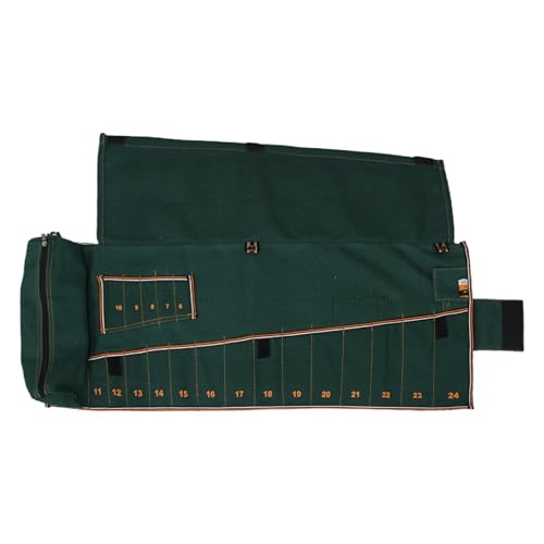 Image of Wrench Organizer Roll-Up Pouch, 19+1 Pockets, Metric, Recycled Canvas