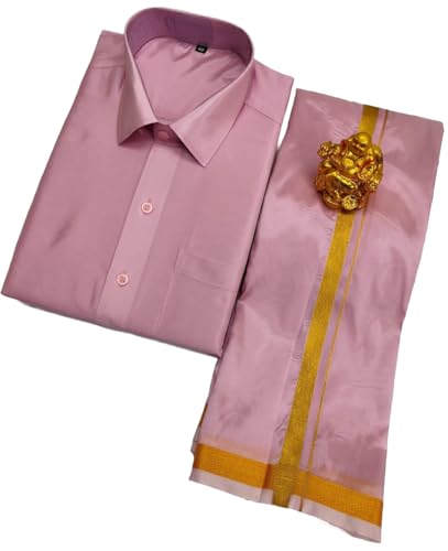 Men's Fashion Art Silk Shirt And Dhotis Combo - Full Sleeve