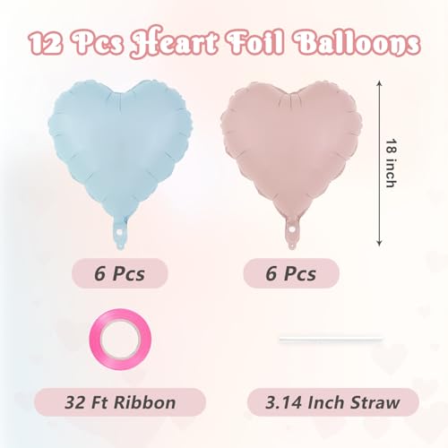 Image of 12 Pcs Colorful Heart Balloons,18 Inch Heart Foil Balloons Love Balloon Valentine Balloon for Birthday Party Wedding Engagement Party Baby Shower Valentine Day Decorations