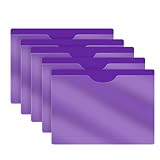 Purple Vinyl Pocket Folders, Doctor Stuff, Closed Sides, Letter Size, Clear Front Top Loading Job Jacket, Documents Holder for Office, High School and Medical Files, Pack of 25