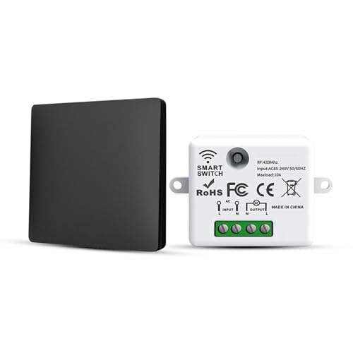 HYHIOTS Funkschalter 230V Funk Lichtschalter Batterielose Set Funk-Sender-Sicherheitsschalter und Empfänger-Controller 10A, Funk Schalter Licht, Keine Verkabelung, Funk-Lichtschalter (1 Way Kit) HYHIOTS Funkschalter 230V Funk Lichtschalter Batterielose Set Funk-Sender-Sicherheitsschalter und Empfänger-Controller 10A, Funk Schalter Licht, Keine Verkabelung, Funk-Lichtschalter (1 Way Kit)