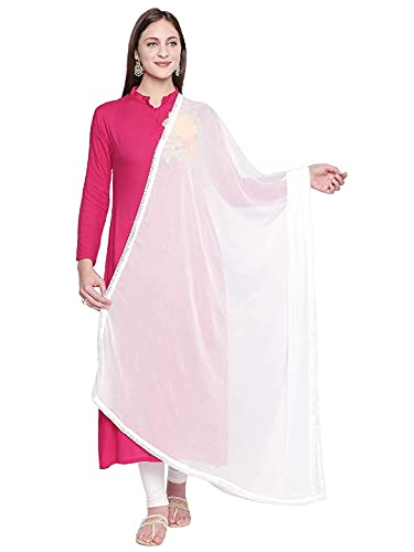 Woman's Plain Chiffon Dupatta with border lace