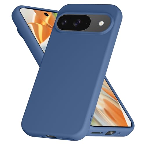 Image of Tobfit Silicone Case for Google Pixel 9 & Google Pixel 9 Pro - Soft Flexible Skin-Friendly Shockproof Protective Matte Cover - Navy Blue