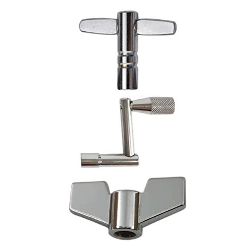 3Pcs Drum Keys Set Durable Tools for Snare Drum Kit Tuning Easy to Use Wrenches for Drum Repairs Silver Finish for Performance