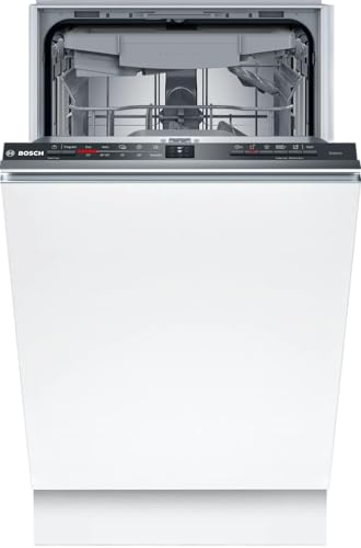 Bosch SPV2HMX42E, Serie 2, lavavajillas inteligente totalmente integrado, 45 cm de ancho, cajón para cubiertos, secado extra con solo pulsar un botón, cesta superior regulable en altura, motor