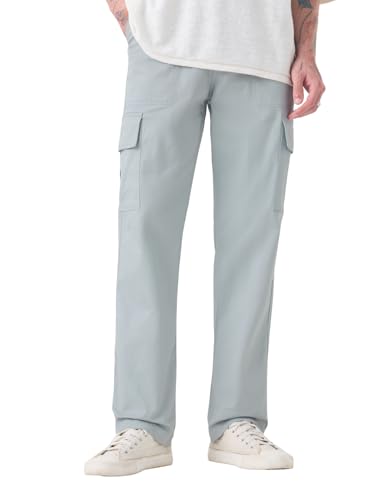 Image of The Souled Store Cargo: Men and Boys Buttoned Waist Solid Cotton Twill Lightweight Stretchable Multi Pocket Everyday Straight Fit Cargo Pants