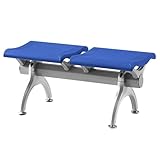 Sillas de recepción de poliuretano con 2 asientos, sin respaldo, para sala de espera para aeropuerto, hospital, escuela y peluquería, cómodo asiento azul para zonas de espera