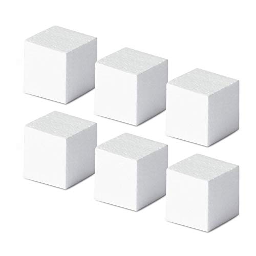 Styrofoam Blocks, 6-Count Smooth Polystyrene Foam Blocks for Crafts, 4 x 4 x 4 Inches