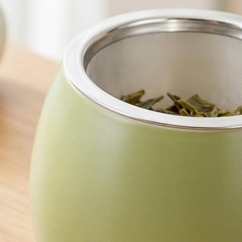 Image of Yundu 12 OZ Matte Light Green Ceramics Teacup with Infuser and Lid, Mug with Lid for Steeping - Stainless Steel Infuser for Loose Leaf Tea, Home Office Gift for Tea Lovers