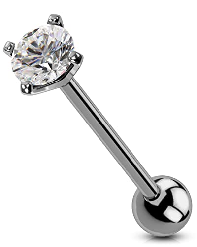 OUFER Körper Piercing Zunge Bars G23 Solid Titanium Rings glänzend klar CZ Barbells 14G Zunge Piercing Schmuck für Frauen Männer