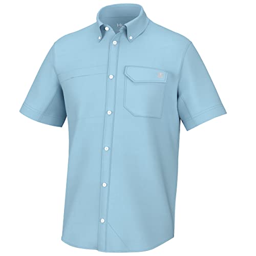 Image of HUK Men's Tide Point Kc Scott Original Artwork Short Sleeve Shirt, Fishing Button Down