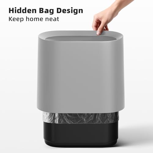 Image of SUBEKYU 2.3 Gal Bathroom Trash Can,Small Garbage Can for Kitchen,Grey