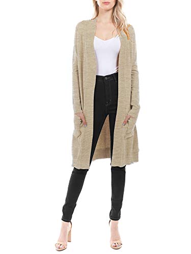Image of STARJJ Womens Soft Stetchy Knit Longline Open Front Sweater Cardigan with Pockets (S-3X)