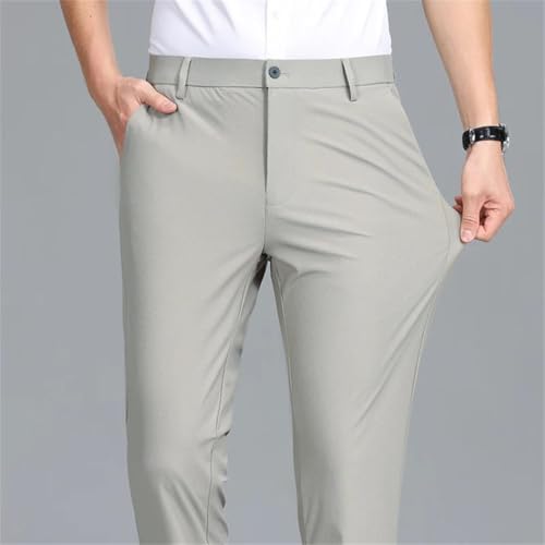 Men Straight Dress Pants High Waisted Wrinkle Free Business Trousers Casual Office Daily Wear4