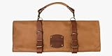 Arcos Bolsa Cuchillos Bolsa Cuchillos Cocina Profesional Estuche Profesional Porta Cuchillos 5 pzas | 42 cm Largo | Asa para Transportar| Cuero Color Miel| Hebilla Ajustable