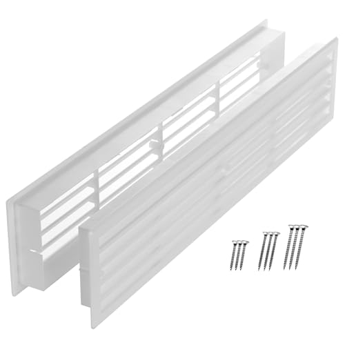 LIRAST 17.7x3.6 inch Door Vents for Interior Doors Two Sided - Interior Vent Cover with Screws - Plastic Ventilation Grille - Bathroom Air Register (White)