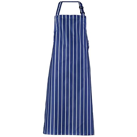 Pegasus Aprons Navy and White Stripe Waterproof Bib Apron for Professional Butchers and Kitchens Cover
