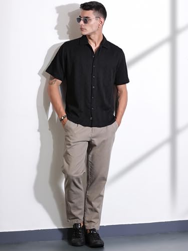Image of Thomas Scott Men Polyester Blend Solid Oversized Fit Shirt