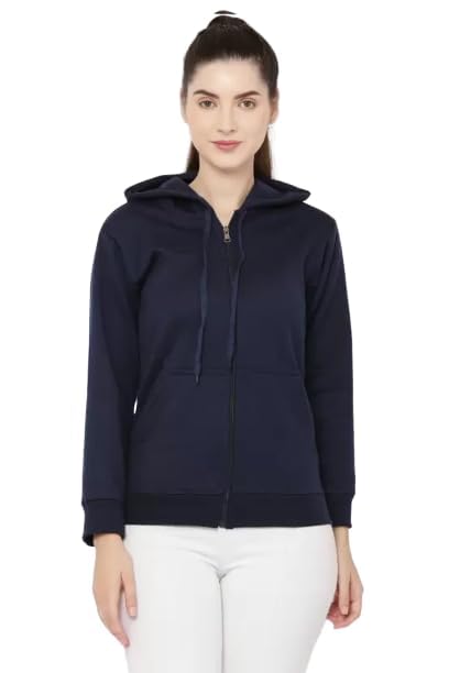 GenericFast Focus Zipper Hoodie for Womens Ladies Sweatshirt Latest Solid Stylish Hoodies Full Sleeves Winter Wear Regular Fit for Girls