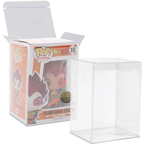 Premium 0.5mm 10 Pack Protective Display Box Compatible with Funko Pops Crystal Clear PET Plastic Case Fits Standard 4-Inch Vinyl Figures Scratch-Resistant Auto-Locking Bottom with Closing Tab