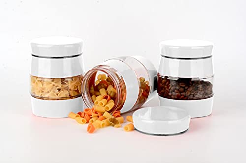 Royal Cuisine glass storage jars canister storage containers tea coffee sugar set 3pcs (White) - Image 6