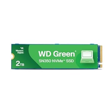 SSD WD Green SN350 2TB NVMe M.2 2280 (Leitura até 3200MB/s e Gravação até 2500MB/s)