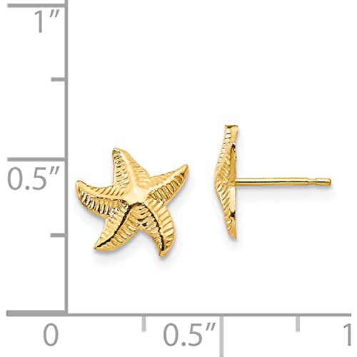 14K Yellow Gold Madi K Starfish Post Earrings (10 X 8) Made In United States se20584