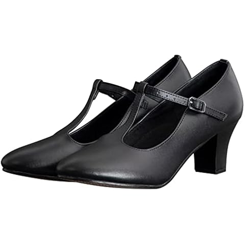 ARCLIBER Black Character Shoes for Women PU Leather T Strap 2.3" Dance Heels for Ballroom Salsa Tango-6.5 Cover