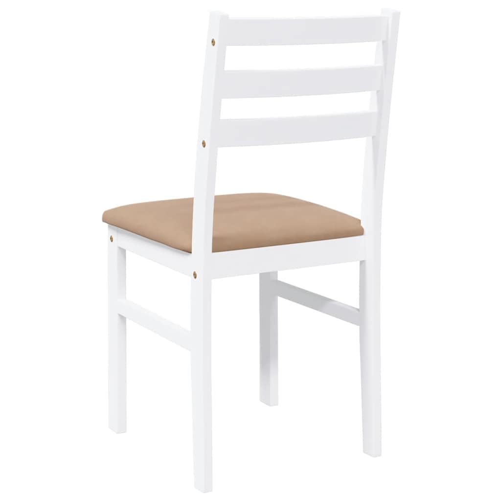 vidaXL Sillas de Comedor con Cojines 2uds Madera Maciza Blanco Caucho, Silla de Comedor, Silla de Cocina, Asiento de Comedor, Silla