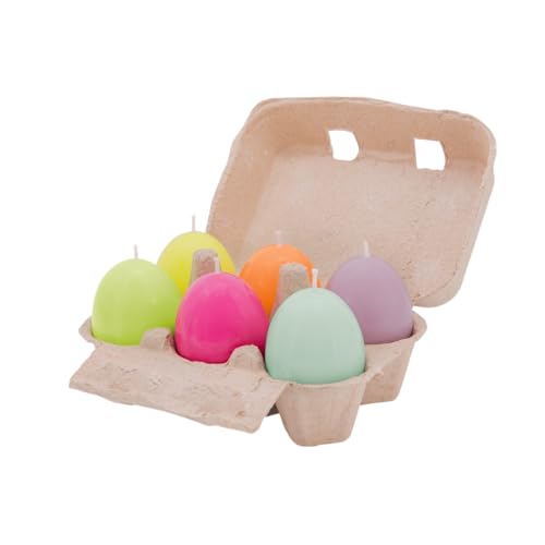 REMEMBER Eierkerzen Set Eddy 6er Set, H 5 cm, Ø 4 cm, Stearinwachs – Dekorative Kerzen in Ei-Form, farbenfrohe Osterkerzen im Set, stimmungsvolle Tischdeko für Ostern