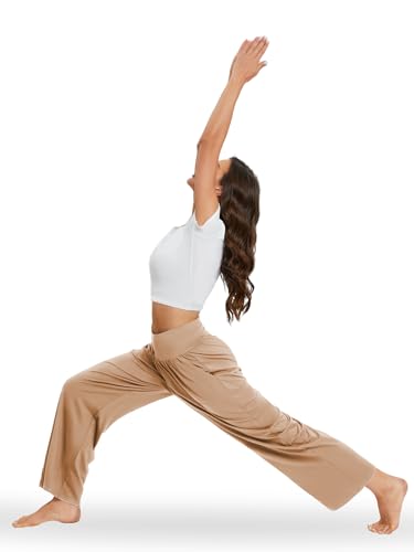Image of Gracyoga Wide Leg Yoga Pants for Women Casual Loose Cozy Sweatpants High Waisted Lounge Pajama Flowy Pants With Pockets