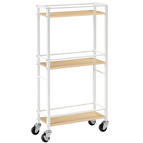 MAHANCRIS Slim Rolling Cart, Mobile Kitchen Cart on Wheels, Narrow