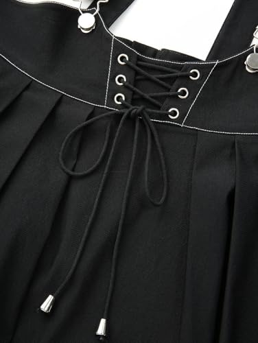 ROSE GAL Plus Size Womens Casual Suspender Skirt Back Zipper Lace-up Topstitching Skirt4