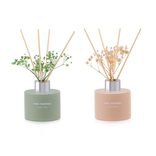L'odeur Vill - Difusor de vainilla/lino para ambientes con 12 varillas de fragancia, 4,06 oz × 2, esencial de fragancia para el hogar, dormitorio, oficina, baño decoración.