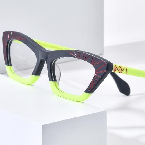 Image of HEPIDEM Multicolor Acetate Glasses Frame Women Cat Eye Eyeglasses Men Optical Spectacles 9291