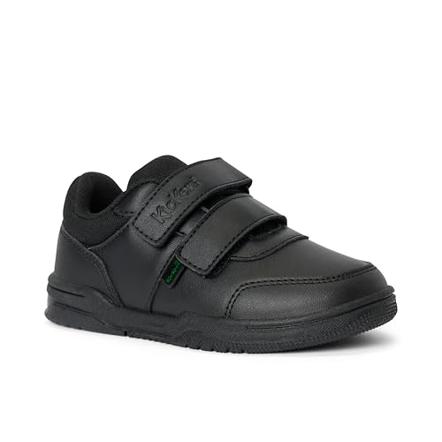 Kickers Kids Unisex Mervan School Shoes, Easy Fasten Strap, Black, 2 UK
