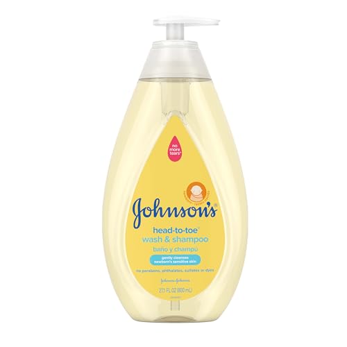 Johnson’s Head-to-Toe Gentle Tear-Free Baby & Newborn Wash & Shampoo, Sulfate-, Paraben- Phthalate- & Dye-Free, Hypoallergenic Wash for Sensitive Skin & Hair, 27.1 fl. Oz